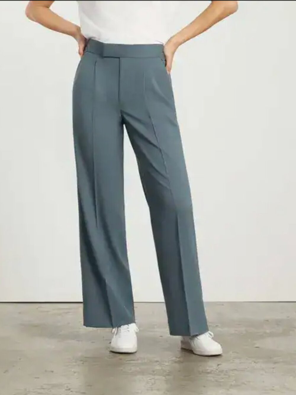 Everlane The '80s Italian Wool High Rise Wide Leg Trouser Pants Dusty Blue Sz 6